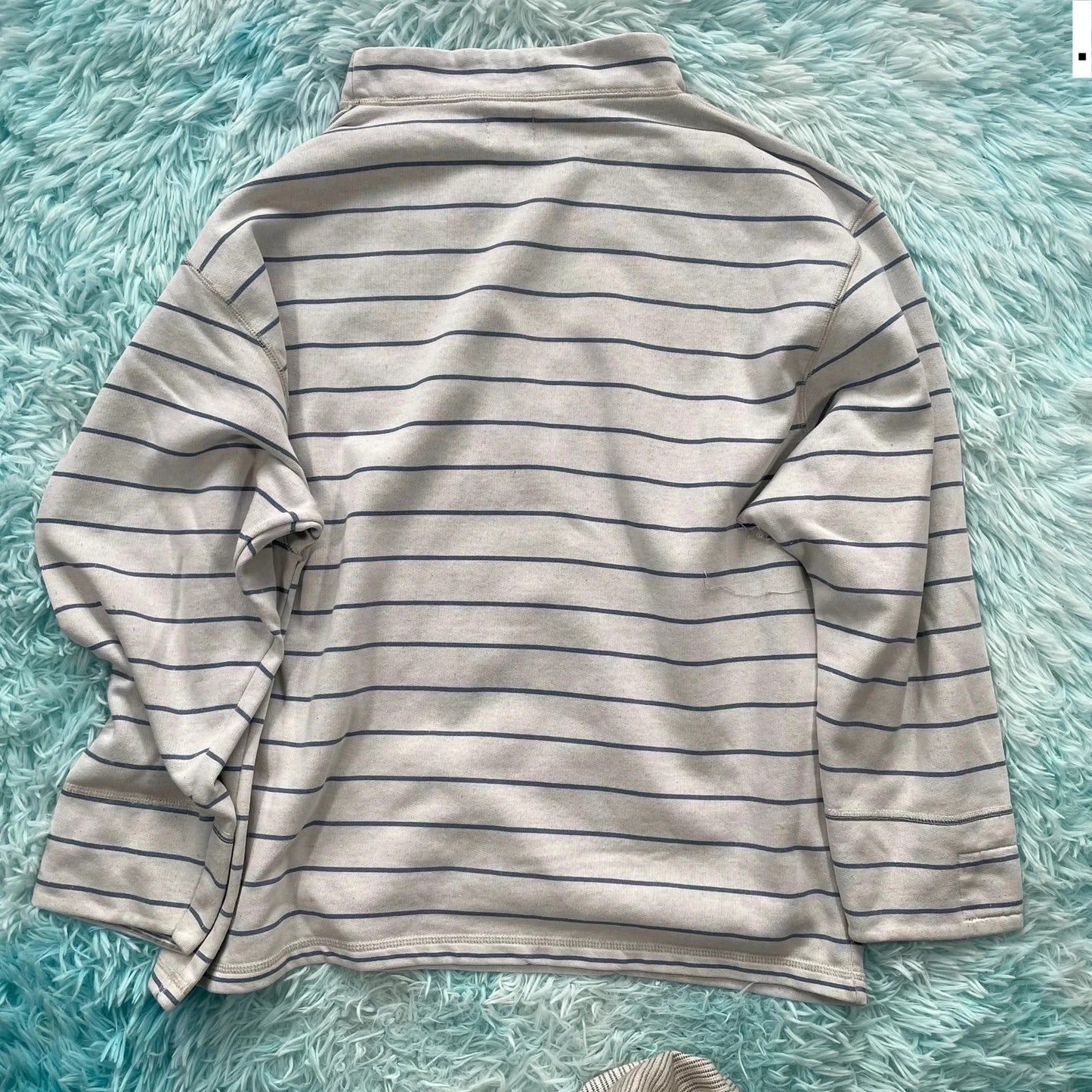 Vintage 90s White Striped Sweatshirt - Large
