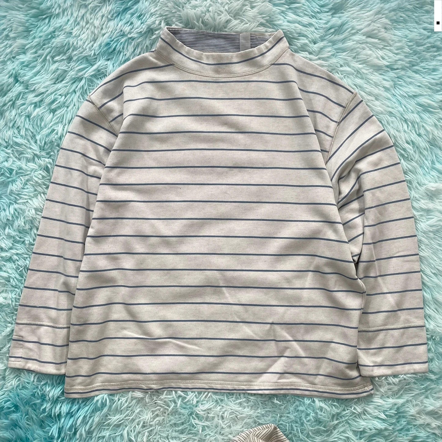 Vintage 90s White Striped Sweatshirt - Large