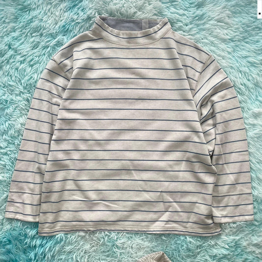 Vintage 90s White Striped Sweatshirt - Large