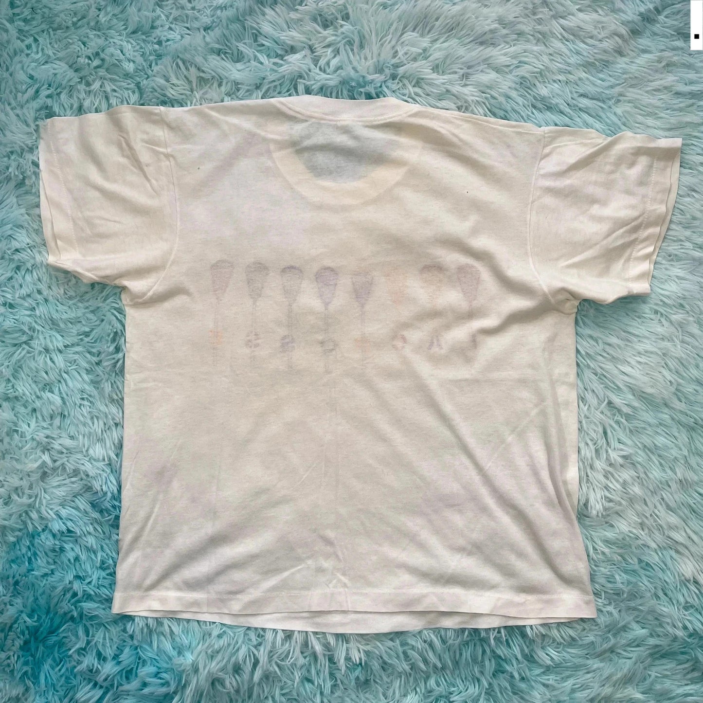 Vintage 80s White lacrosse Print T Shirt - Large