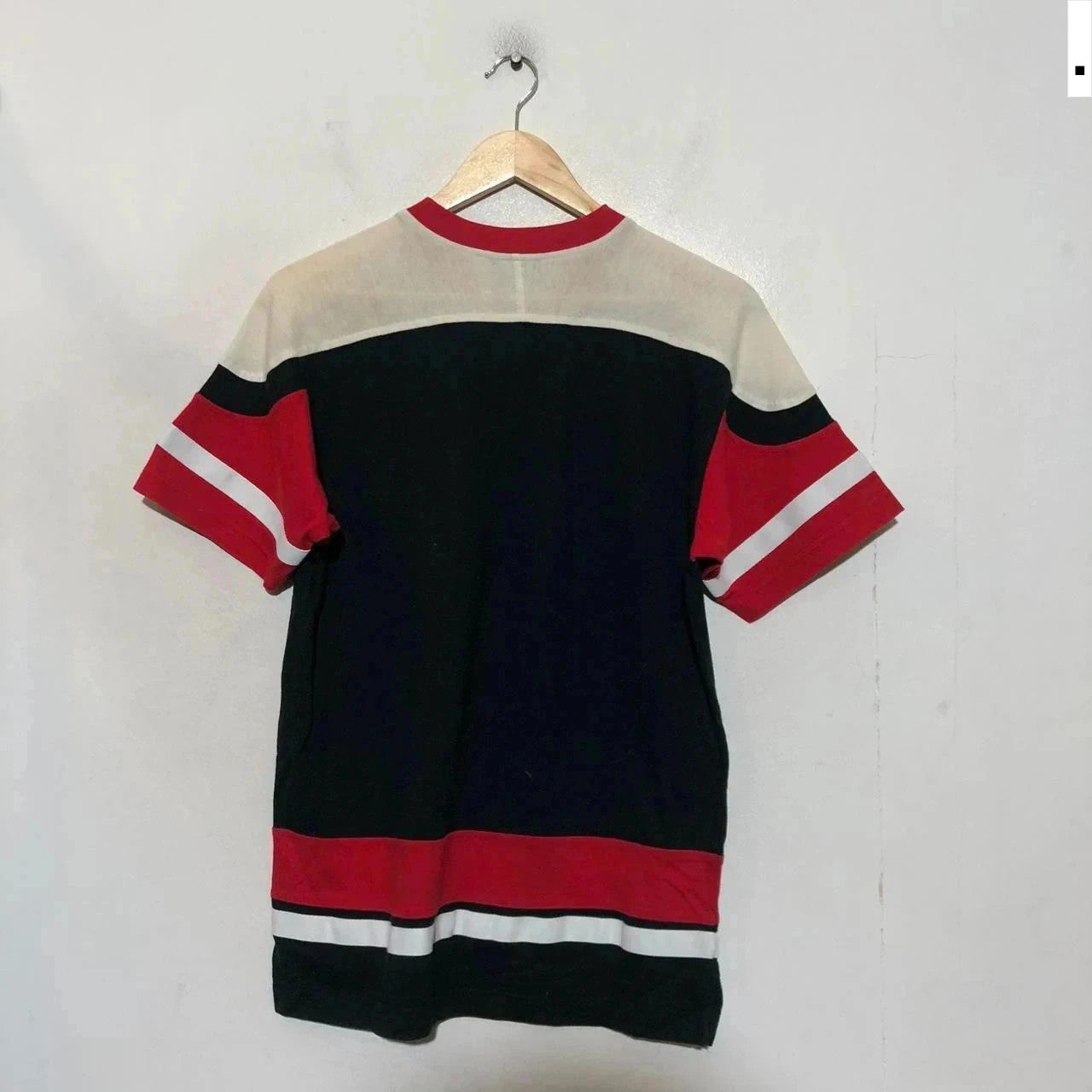 Vintage Black Champion V Neck T Shirt Spellout - XS