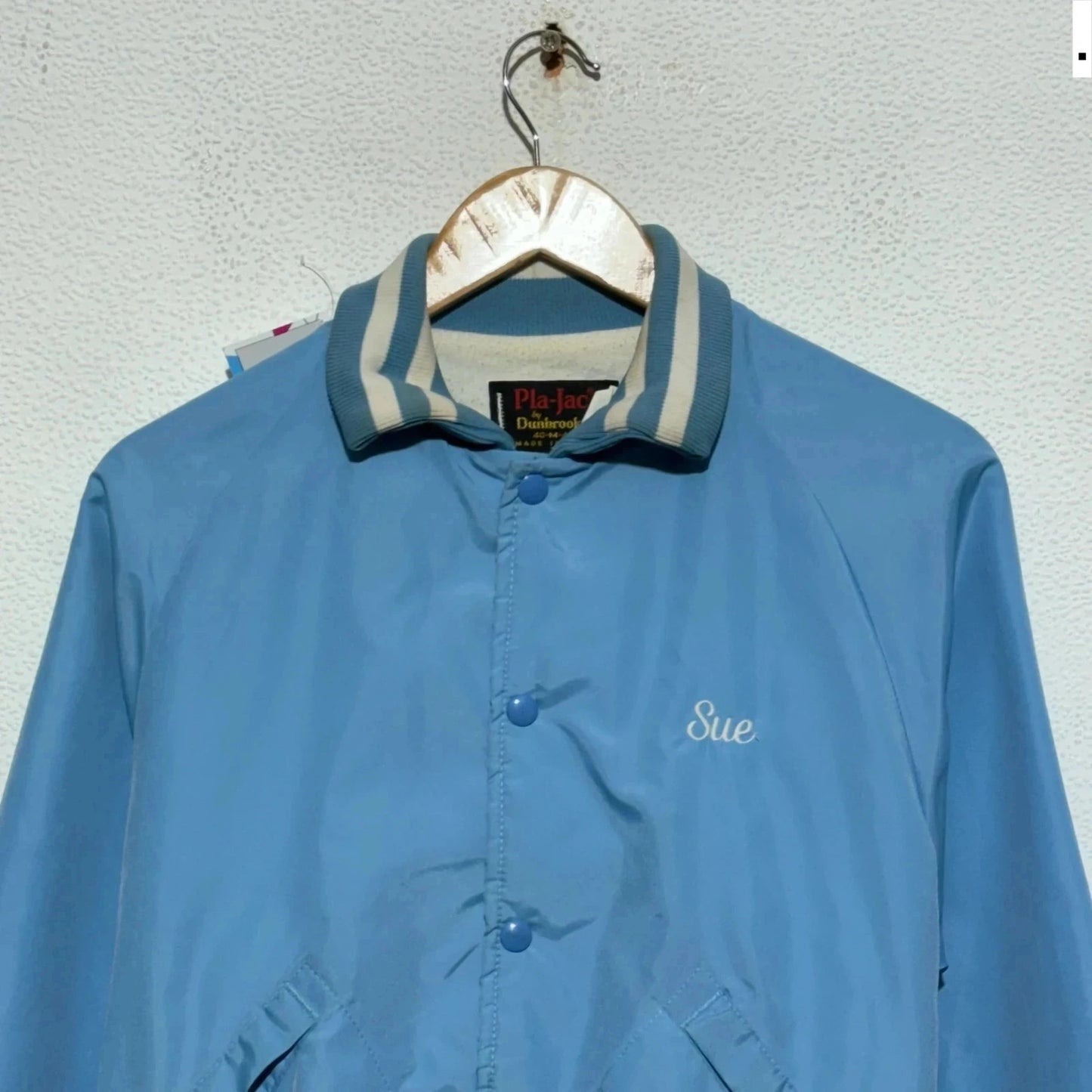 Vintage 80s Light Blue Varsity Jacket - Medium
