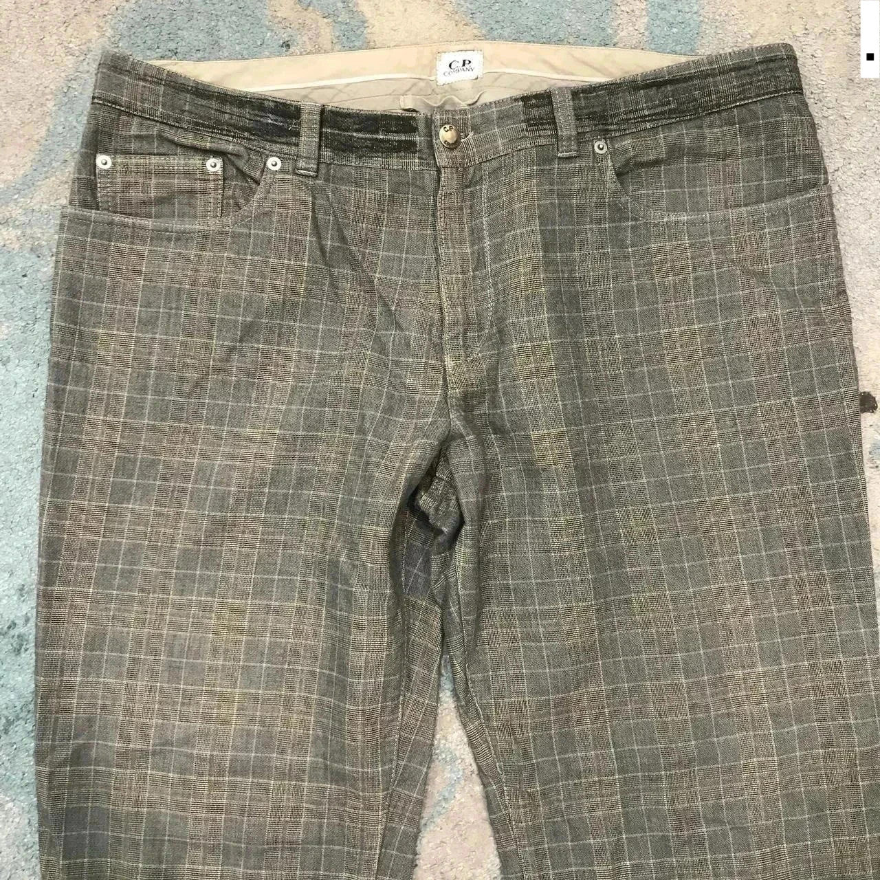 Vintage Khaki Checkered CP Company Trousers - 38W 32L