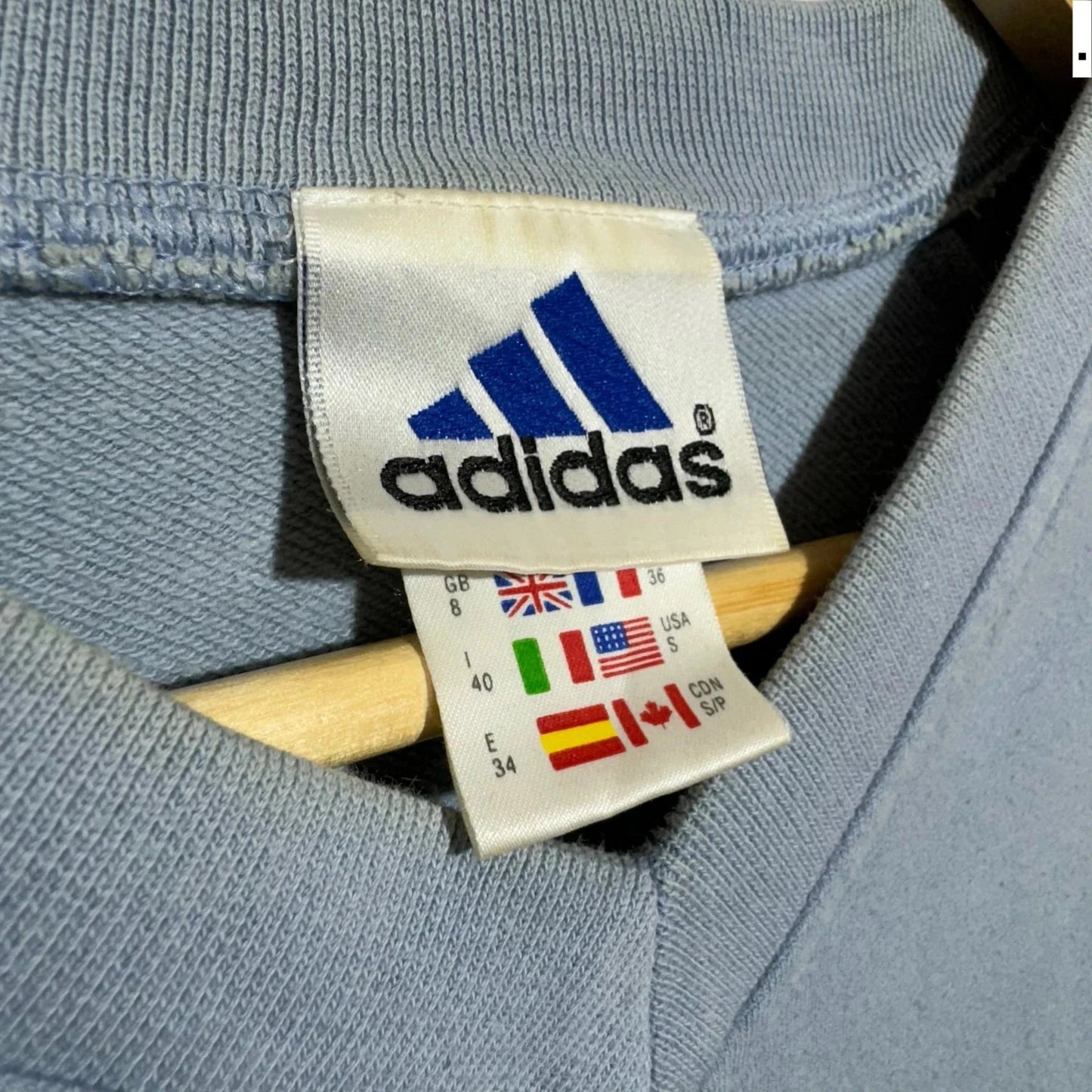 Vintage 00s Baby Blue Adidas Sweatshirt V Neck - Size 8