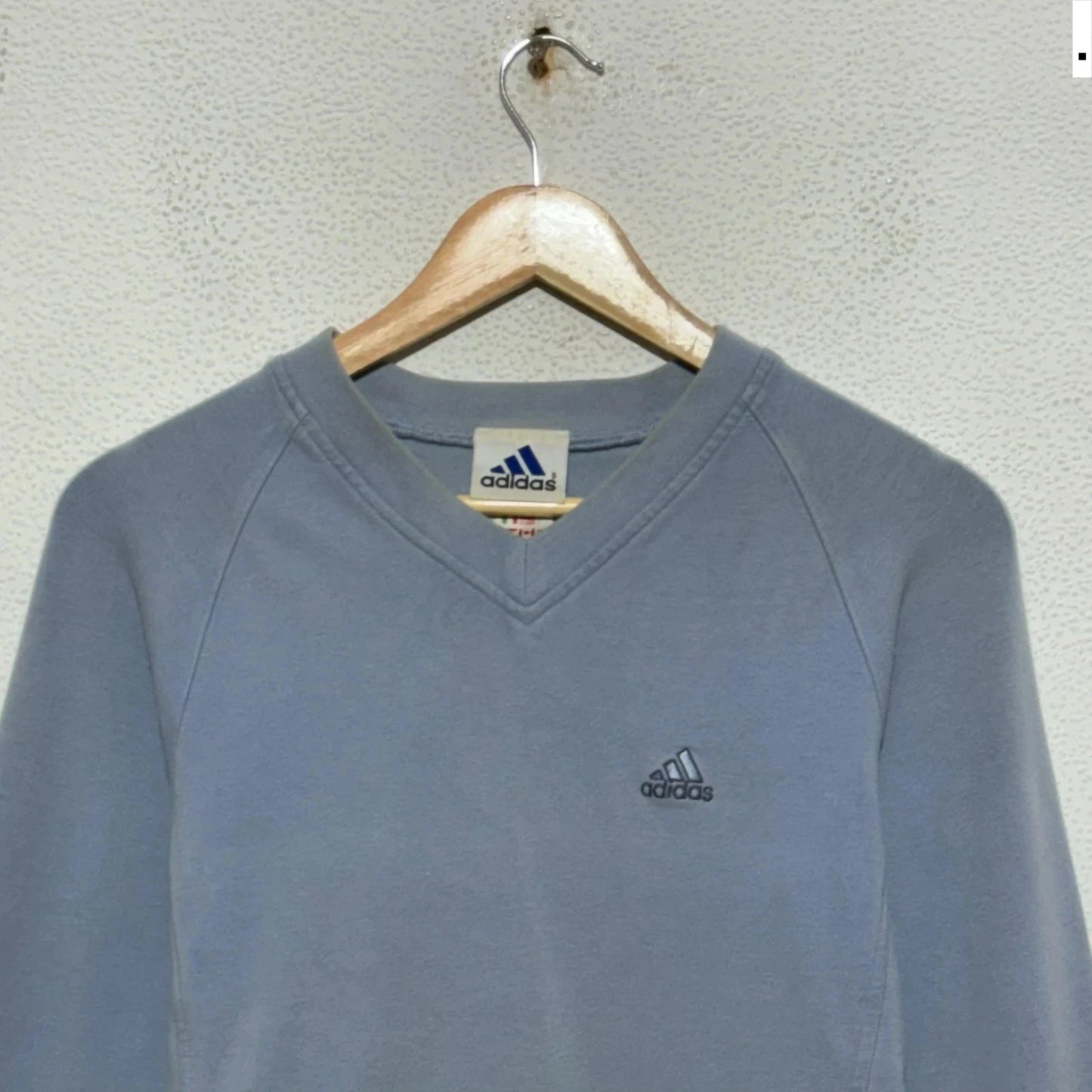 Vintage 00s Baby Blue Adidas Sweatshirt V Neck - Size 8