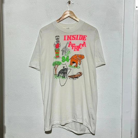 Vintage 1994 White Inside Africa Graphic T Shirt - Small