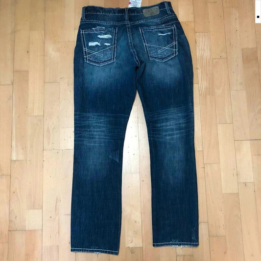 Vintage 00s Embroidered Jeans Punk Distressing - 34W