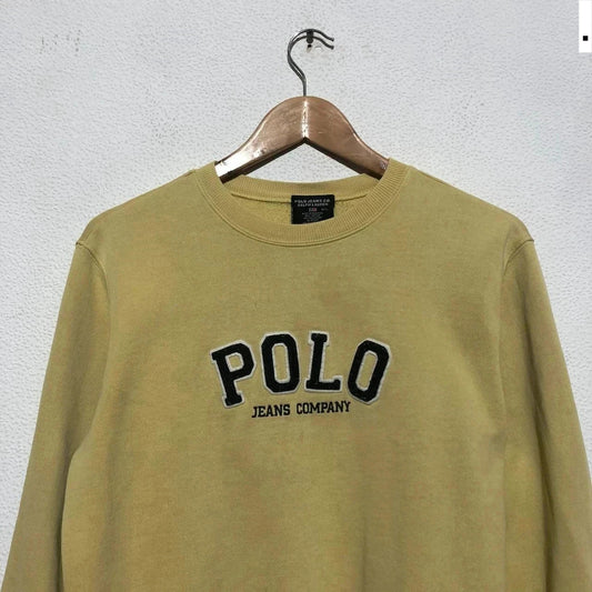 Vintage 00s Yellow Polo Ralph Lauren Sweatshirt Spellout - Women’s Medium