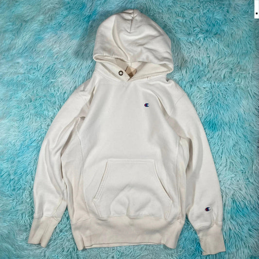White Champion Reverse Weave Hoodie - Medium