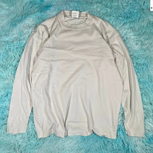Vintage 90s White Screen Stars Blank T Shirt Long Sleeve - L