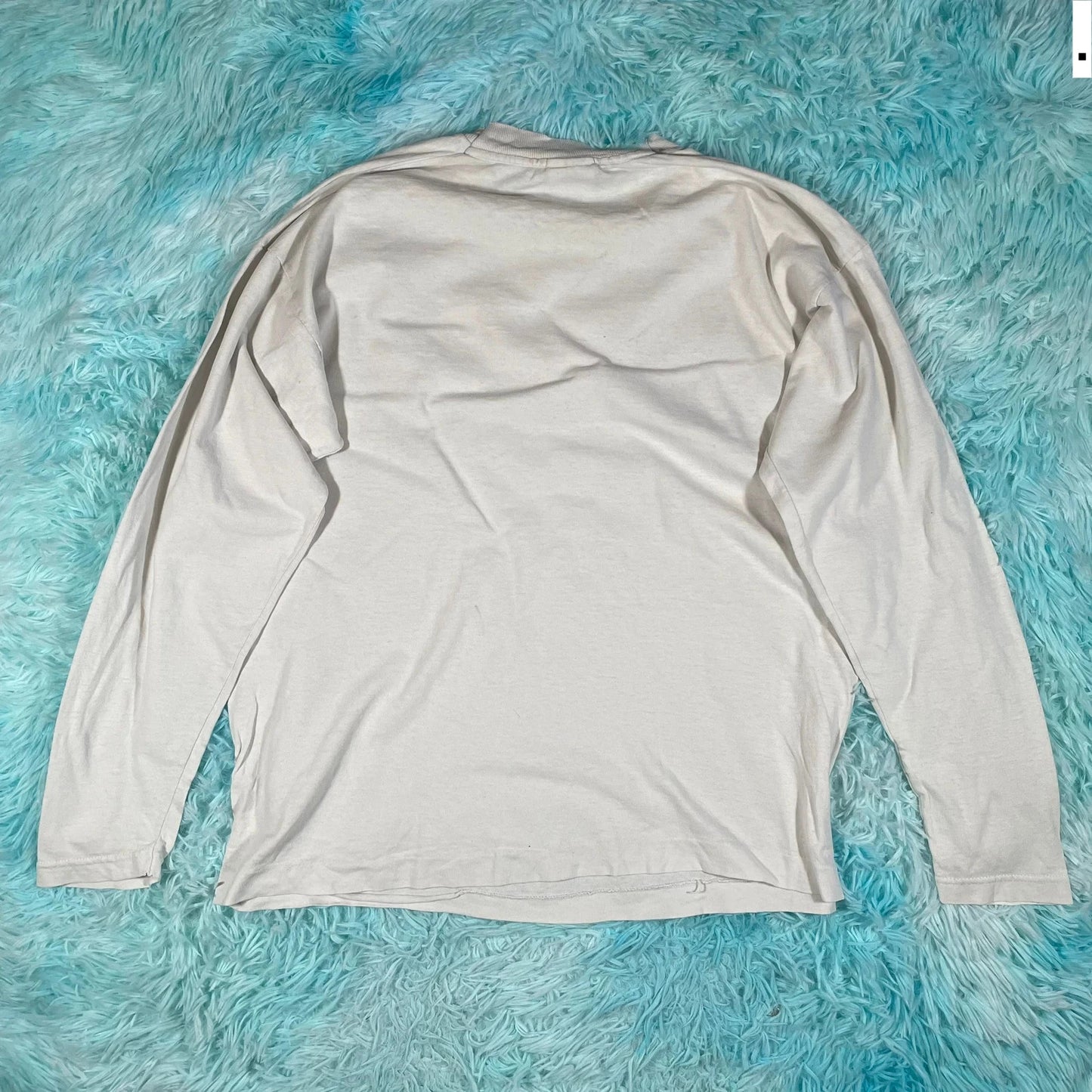 Vintage 90s White Screen Stars Blank T Shirt Long Sleeve - L