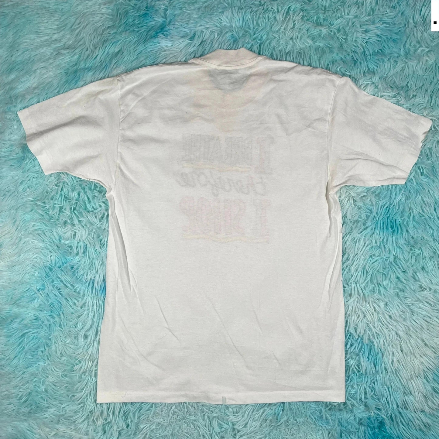 Vintage 90s White Graphic T Shirt - Womens Large