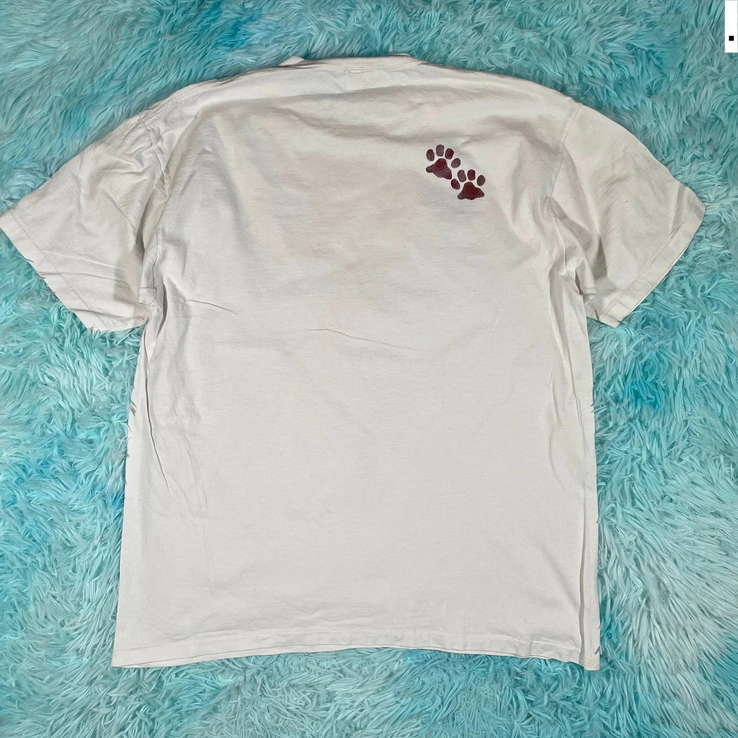 Vintage 90s White Dog Print T Shirt - Large
