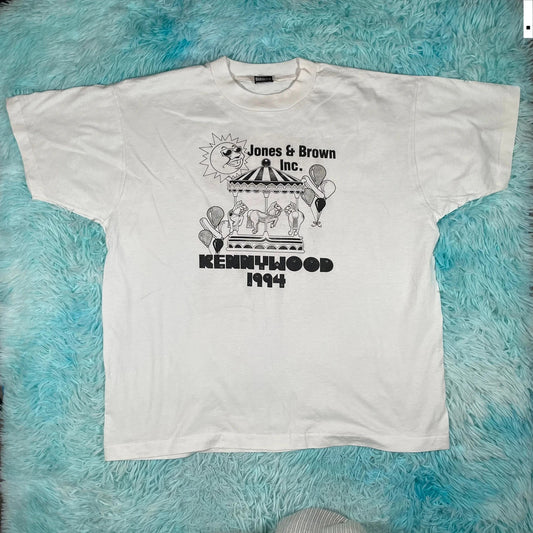 Vintage 90s White Carnival Graphic T Shirt - XL