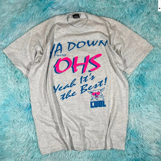 Vintage 90s Grey OHS Graphic T Shirt - XL