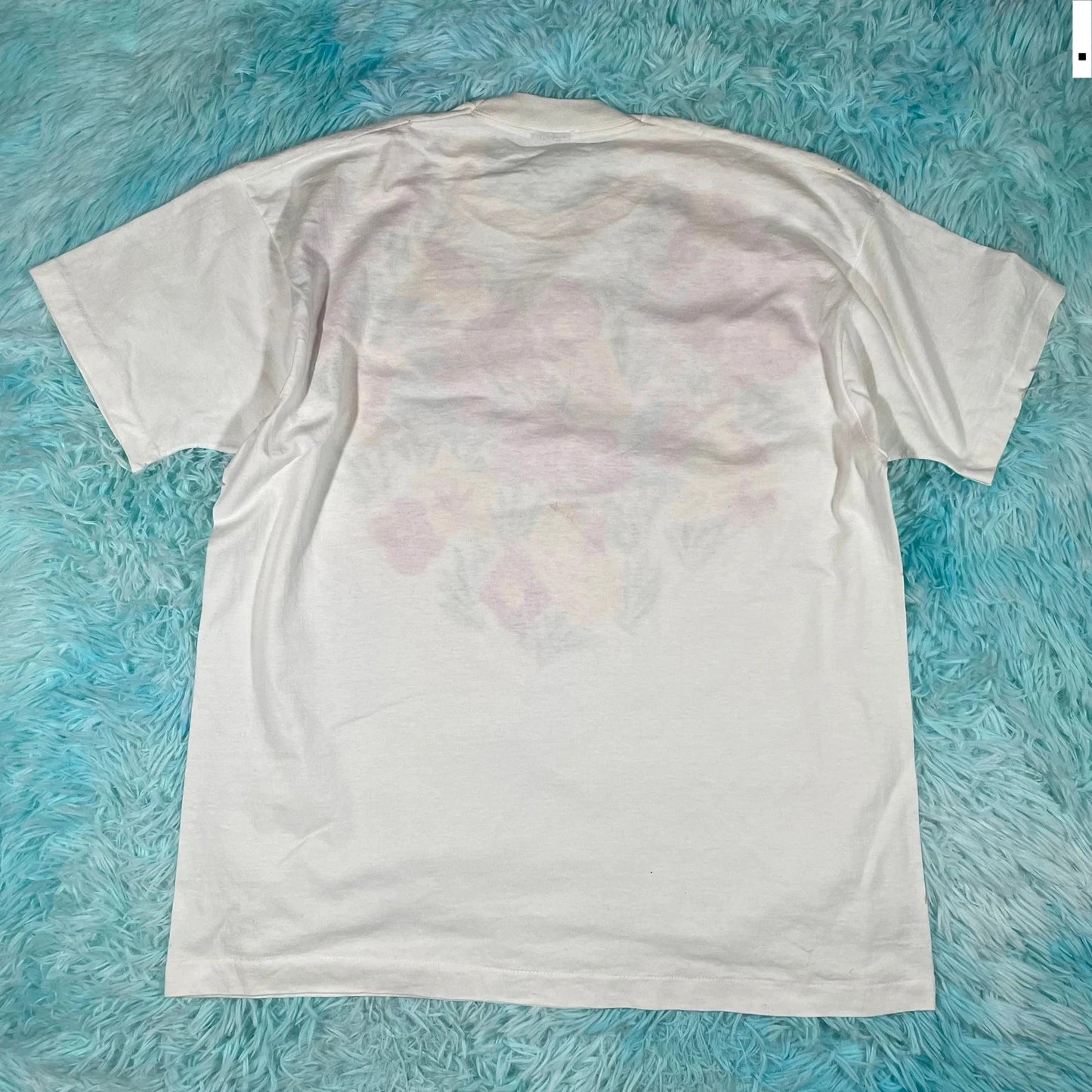 Vintage 80s White Floral Print T Shirt - Large