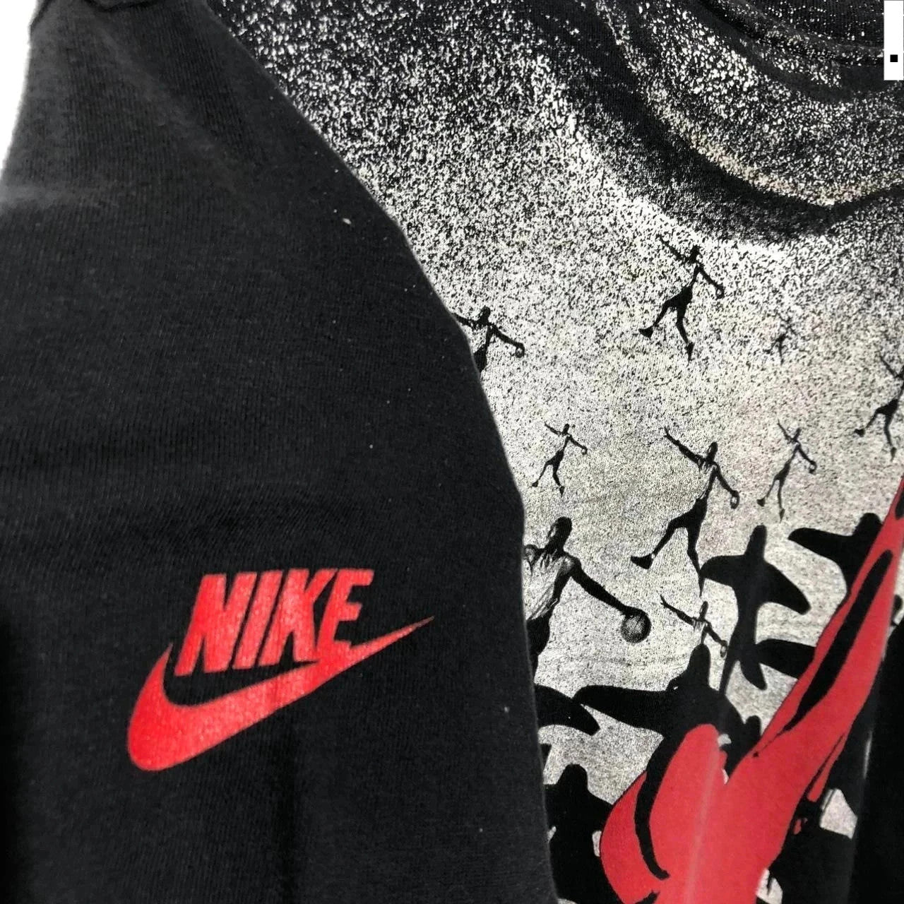 Vintage 80s Black Nike Jordan All Over Print T Shirt - Medium