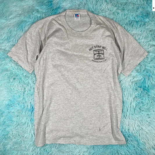 Vintage 90s Grey Steel Mill Company Graphic T Shirt - L