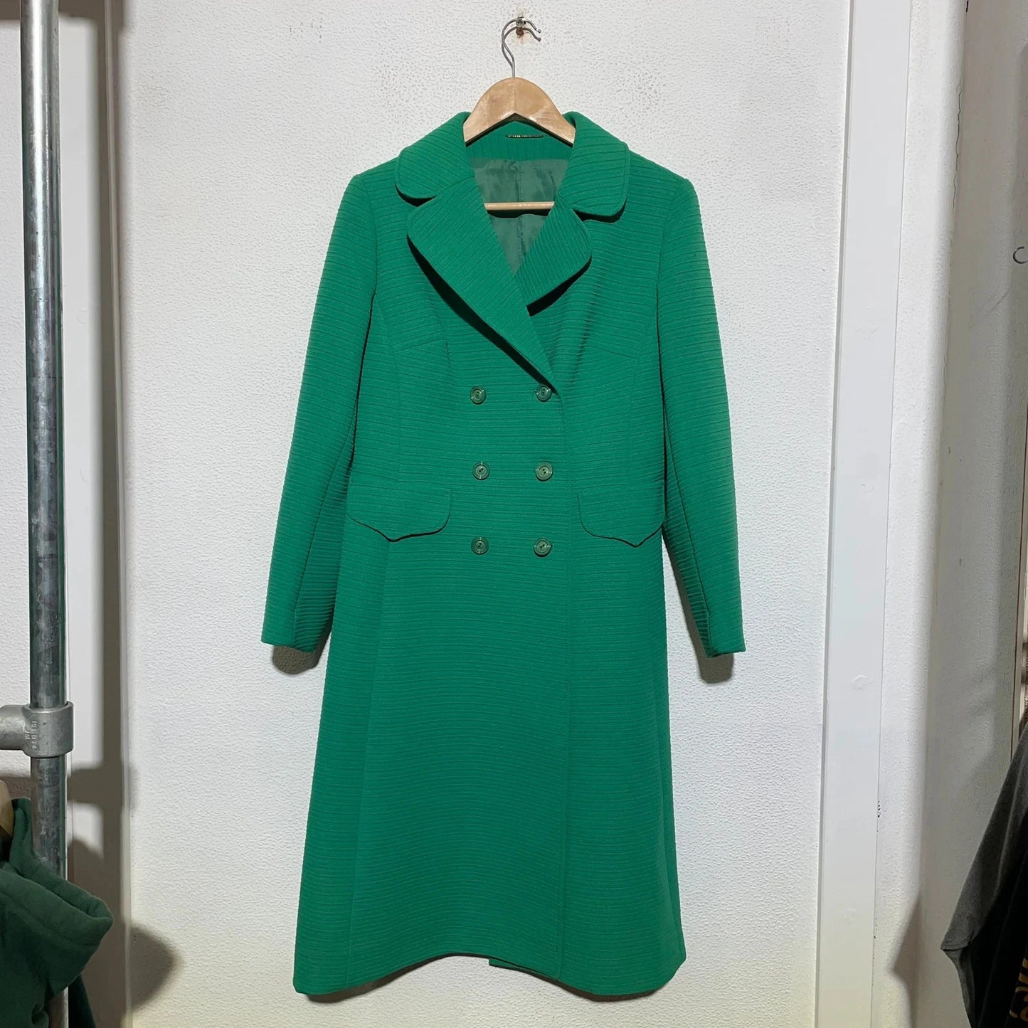 True Vintage 50s Green Long Coat Dereta - Size 12