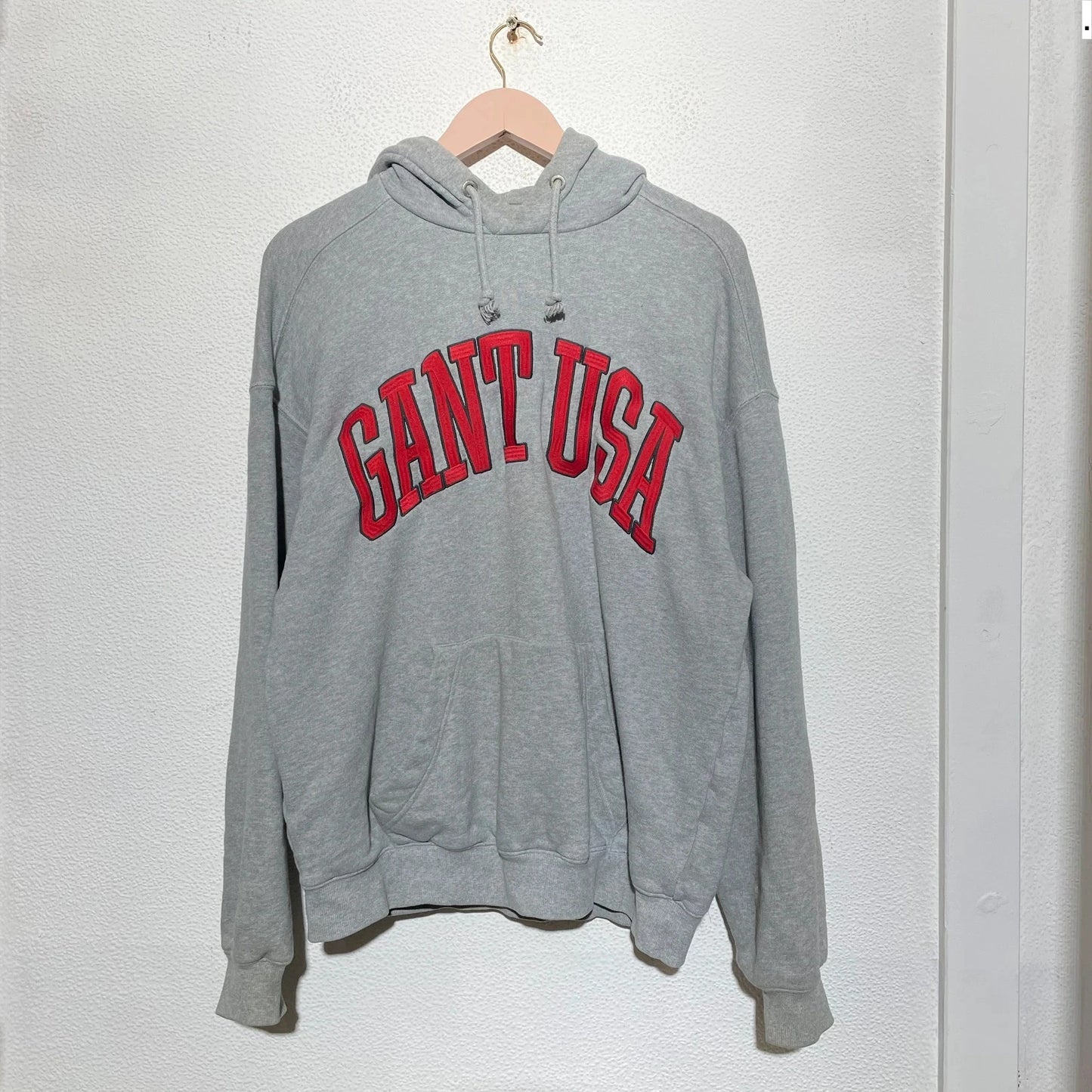 Grey Gant Hoodie Embroidered Spellout - Small