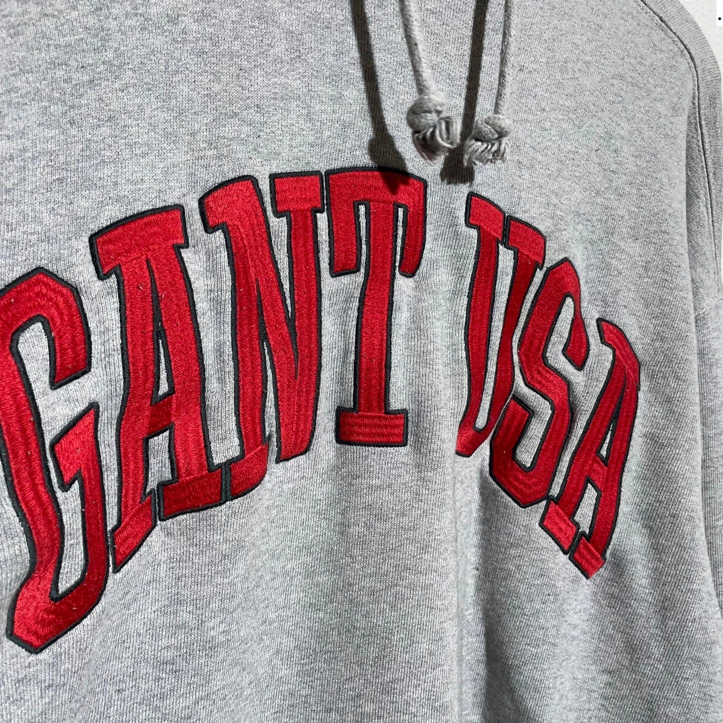 Grey Gant Hoodie Embroidered Spellout - Small