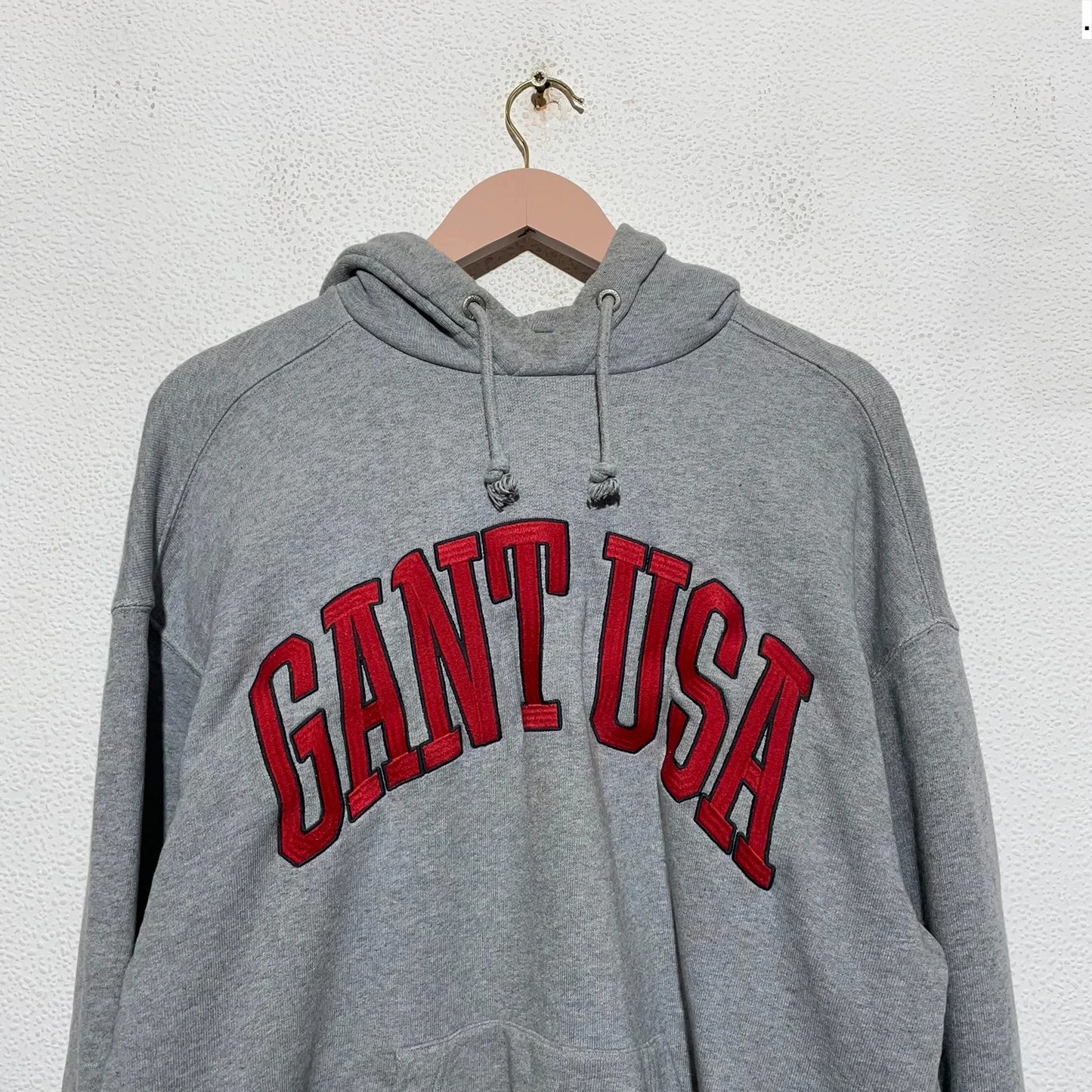 Grey Gant Hoodie Embroidered Spellout - Small