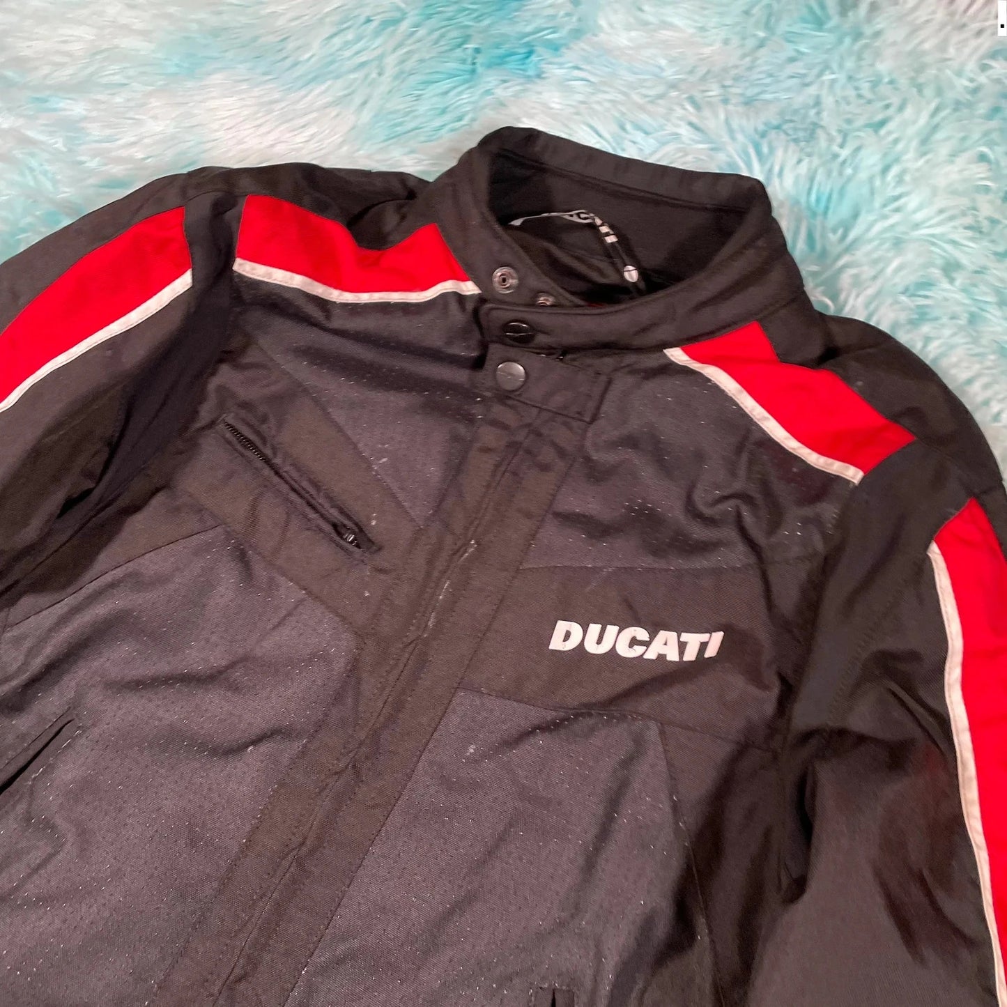 Black & Red Ducati Biker Jacket - Medium