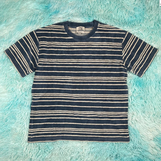 Blue & White Striped Cos T Shirt Toweled - Medium