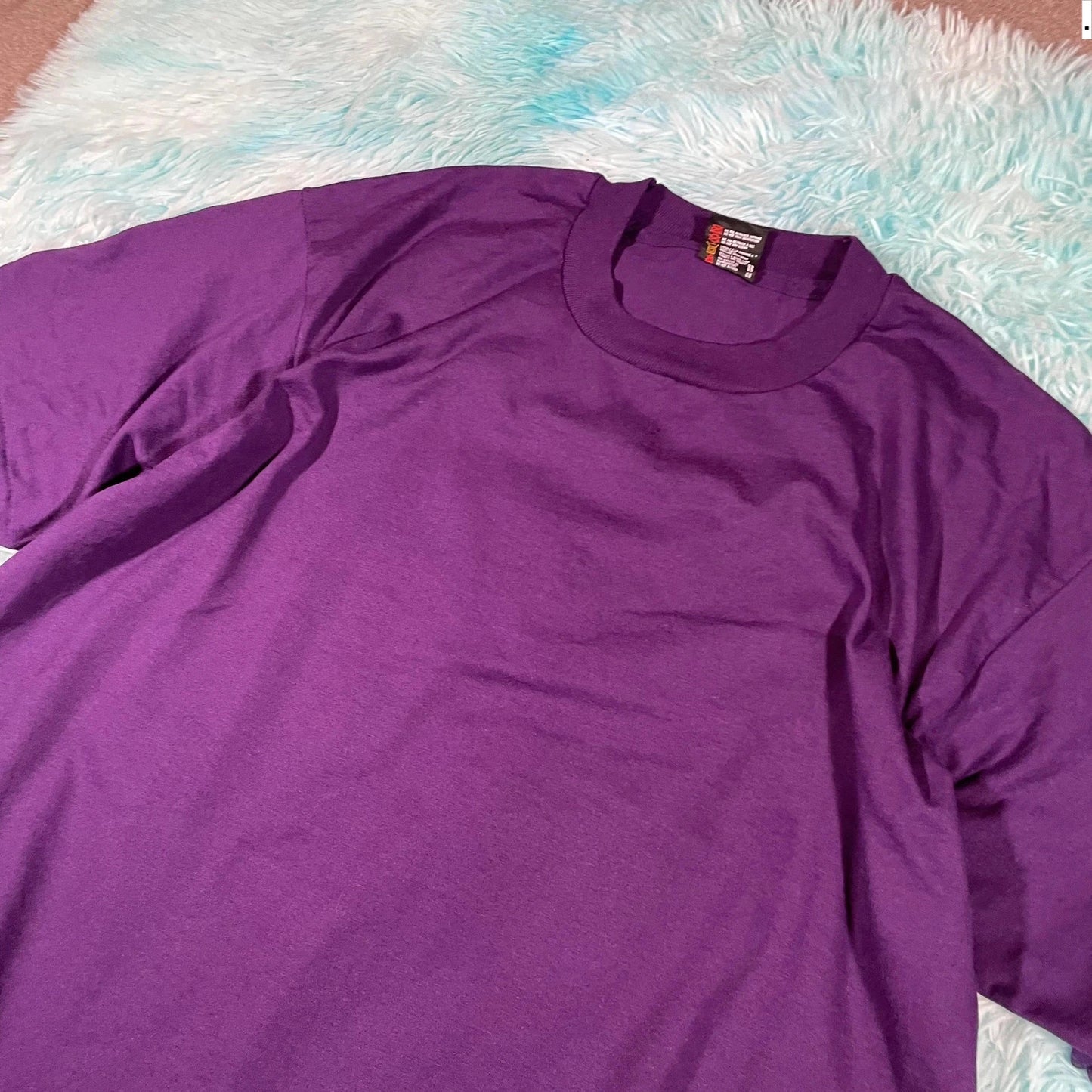 Vintage 90s Purple Screen Stars Blank T Shirt - XL