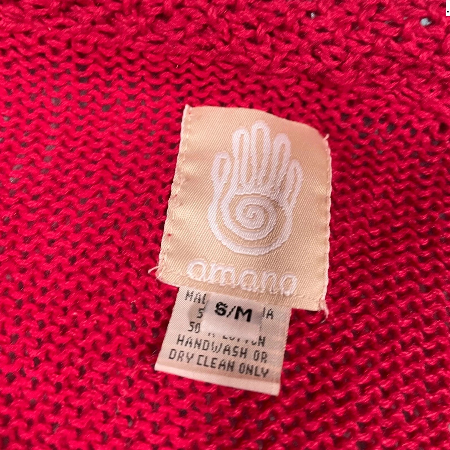 Vintage Red Amano Knitted Cardigan - Small