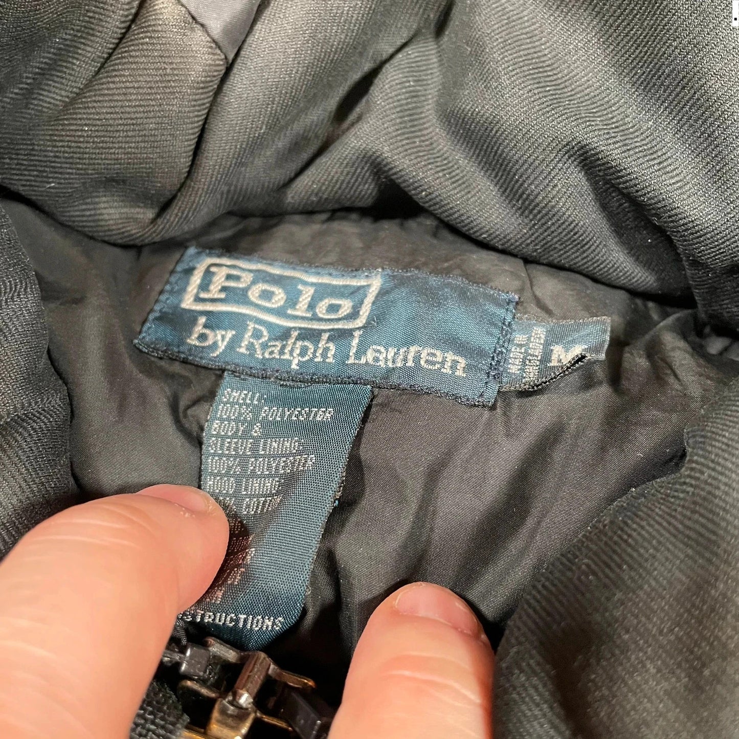 Vintage Black Polo Ralph Lauren Puffer Jacket - Medium