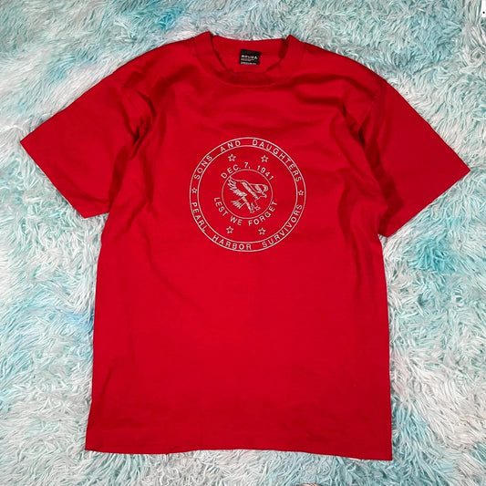 Vintage 90s Red Pearl Harbour Graphic T Shirt - L
