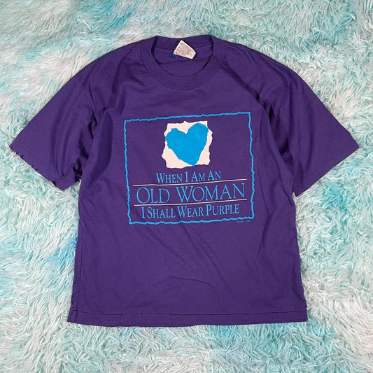 Vintage 90s Purple Woman Graphic T shirt - Largw