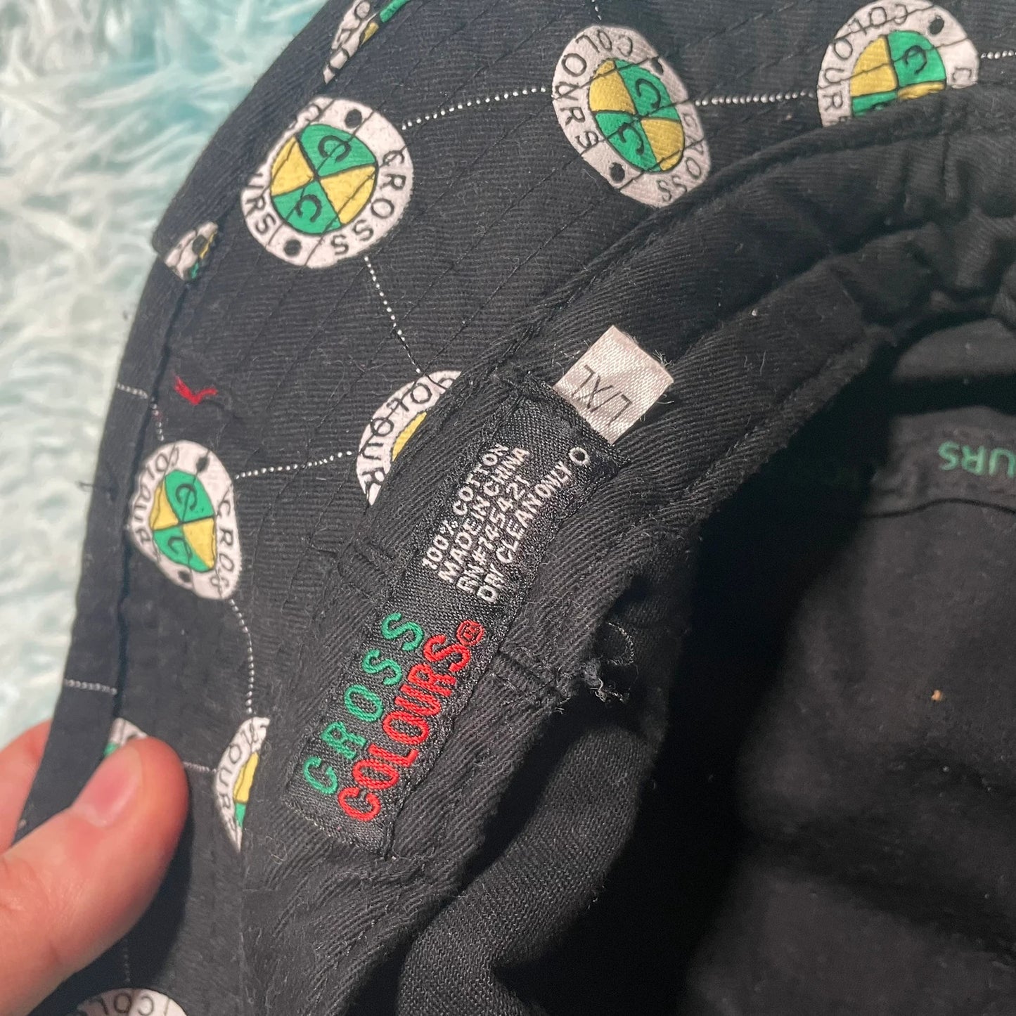 Vintage Black Cross Colours Bucket Hat