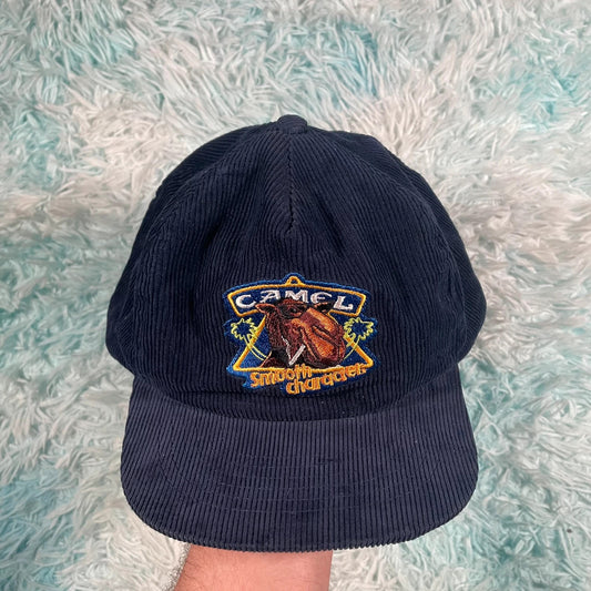Vintage 90s Navy Corduroy Camel Cap