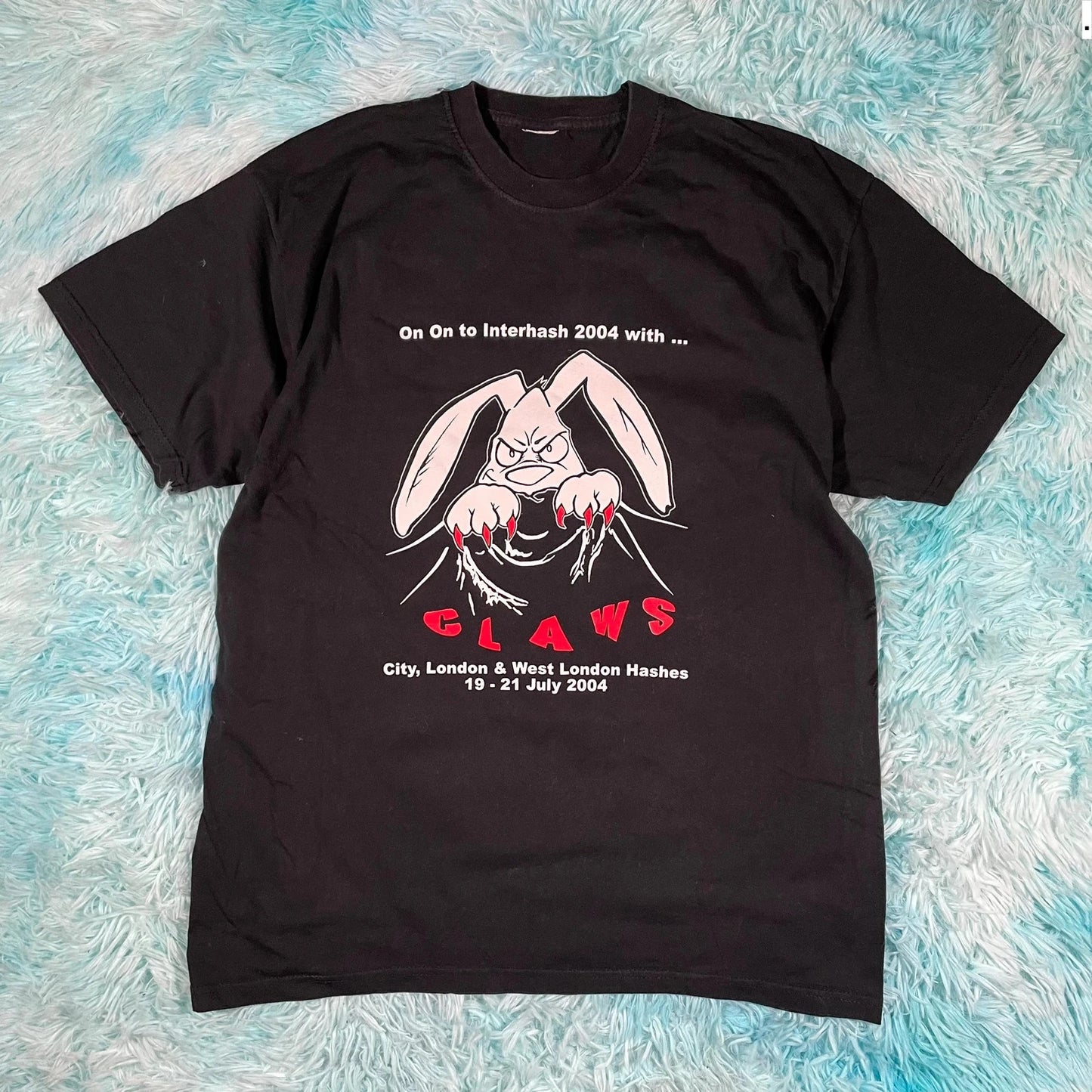 Vintage 2004 Black Interhash Graphic T Shirt - Large