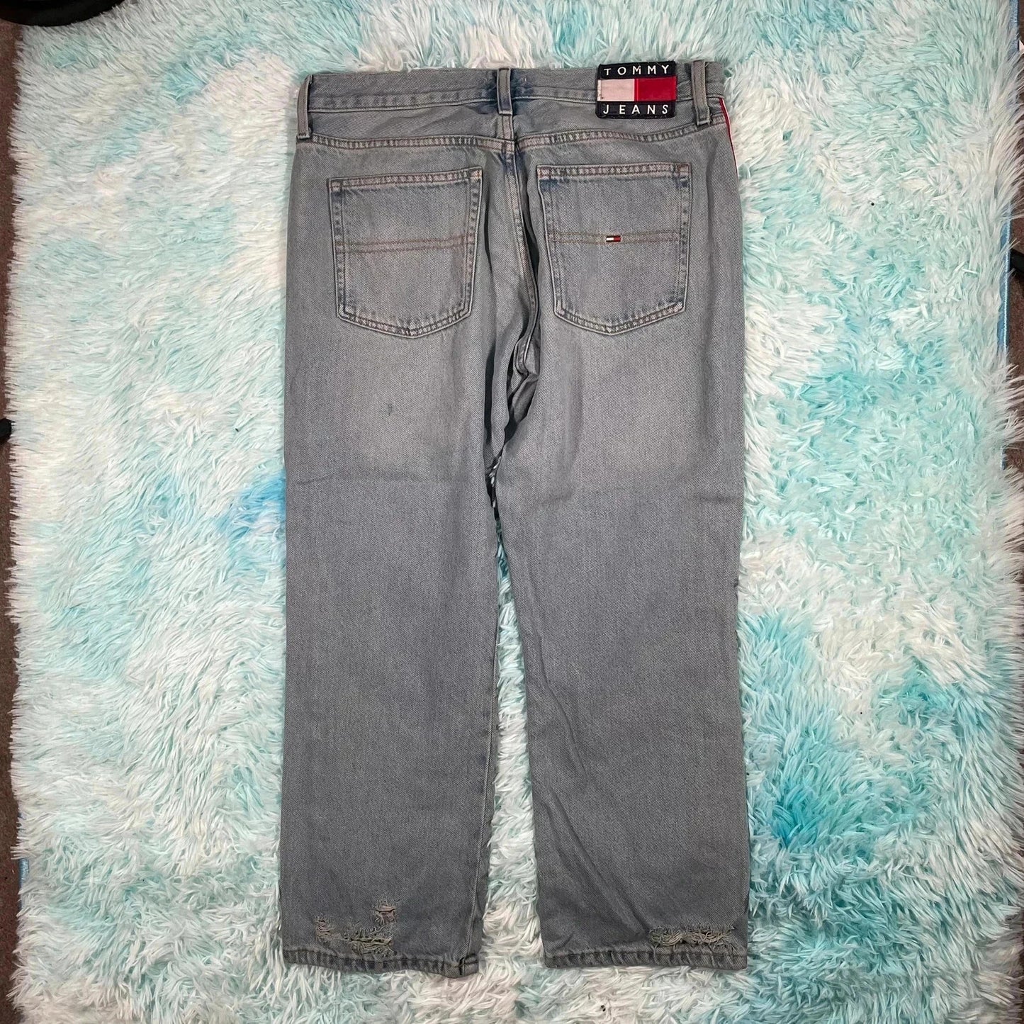 Blue Tommy Jeans Slim Boyfriend Cropped Jeans Taped - 30W 30L