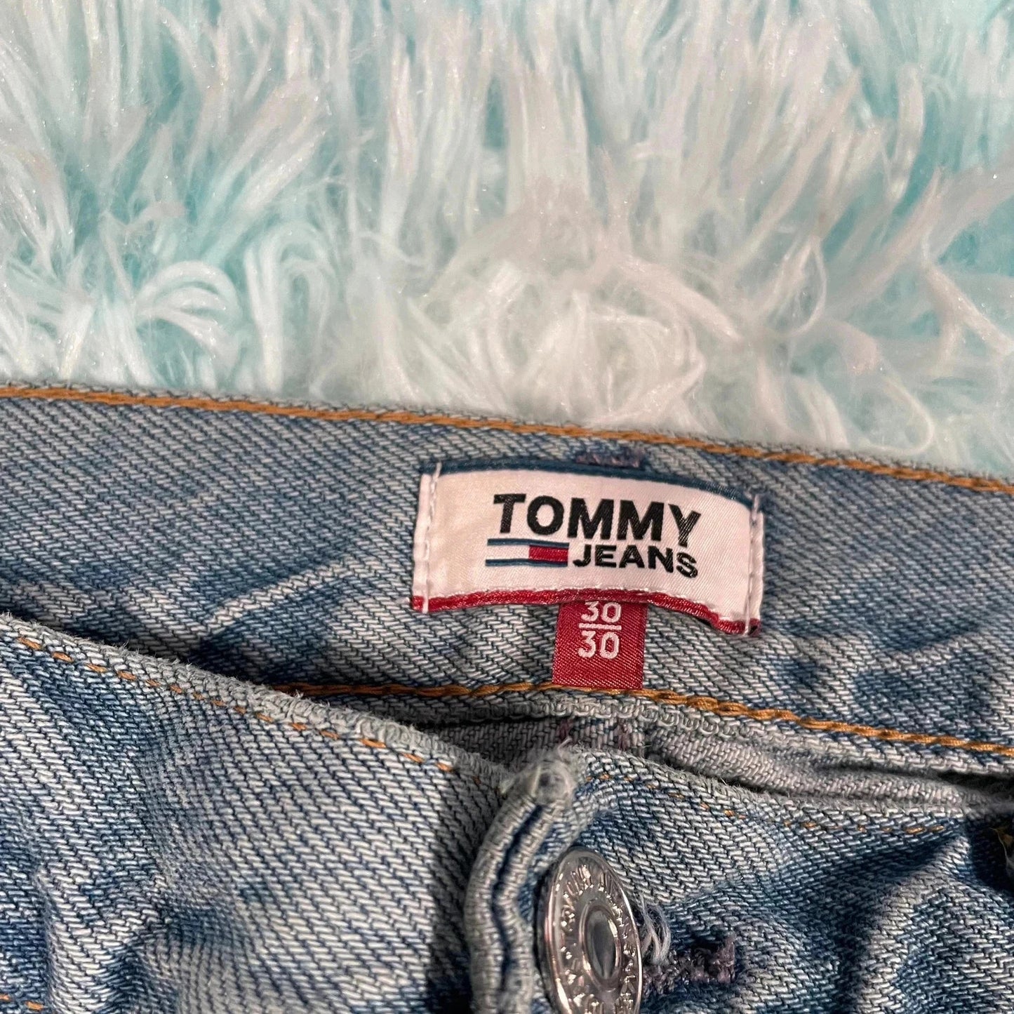 Blue Tommy Jeans Slim Boyfriend Cropped Jeans Taped - 30W 30L