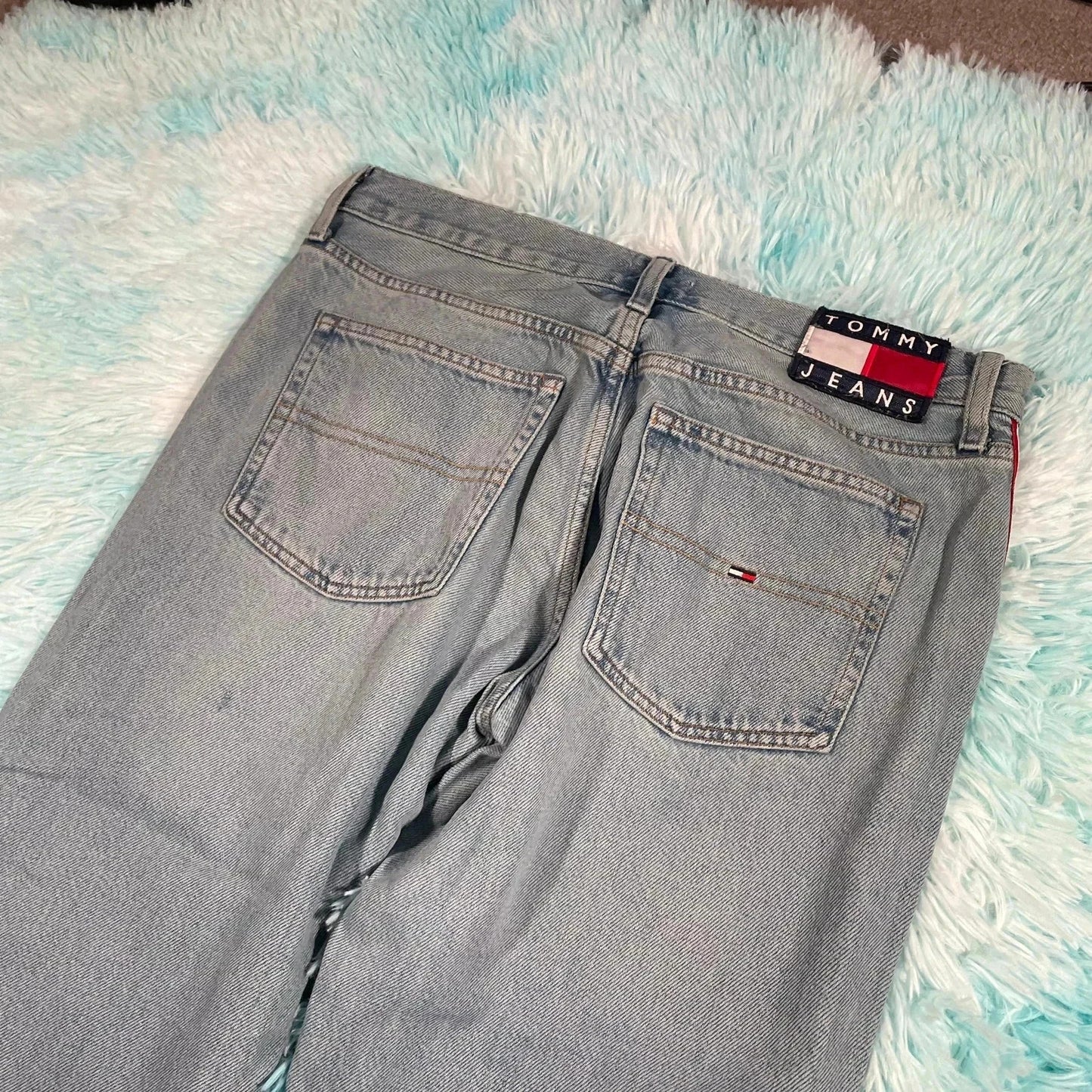 Blue Tommy Jeans Slim Boyfriend Cropped Jeans Taped - 30W 30L