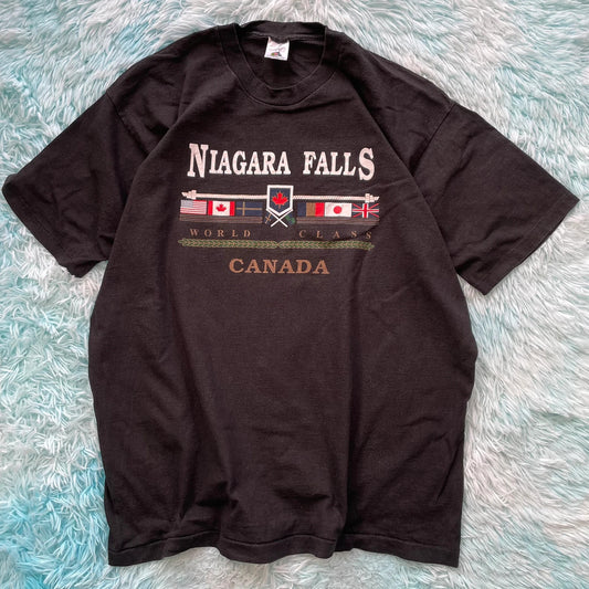 Vintage 90s Black Niagara Falls Graphic T Shirt - XXL
