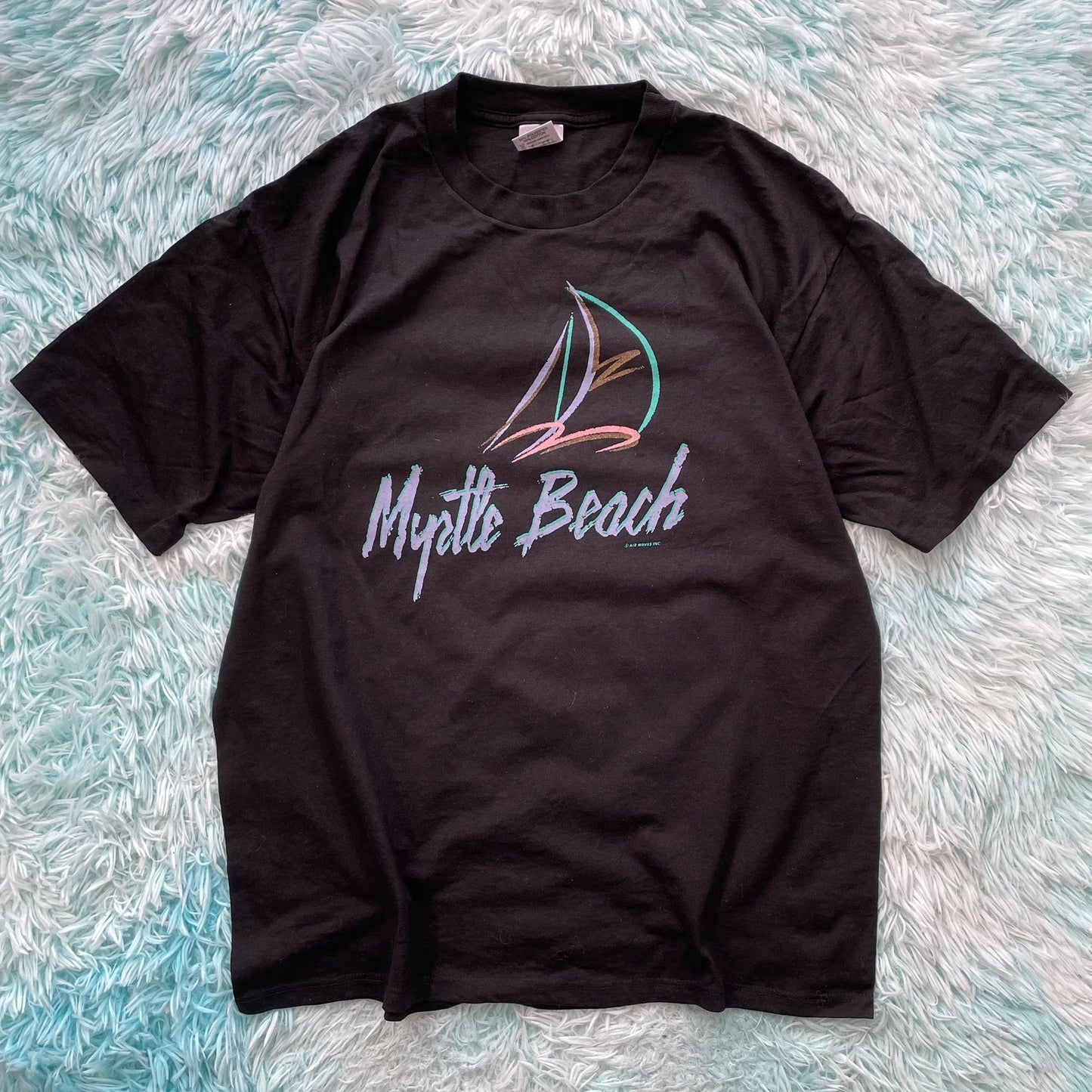 Vintage 90s Black Myrtle Beach Graphic T Shirt - XL