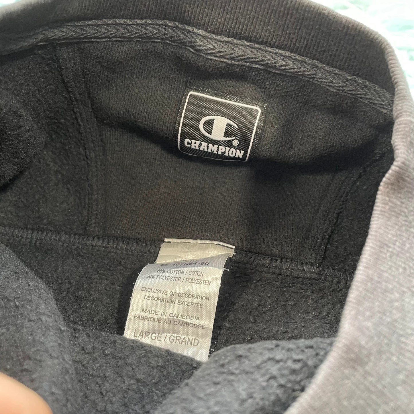 Vintage 90s Black Champion Plain Sweatshirt - Large