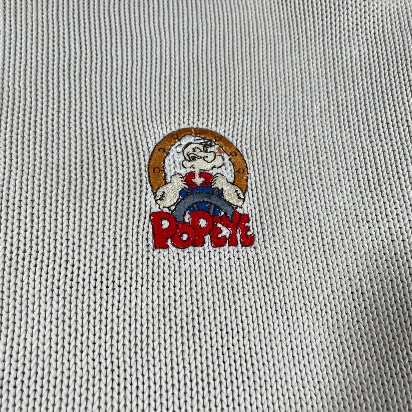 Vintage 90s White Popeye Knitted Jumper - XXL