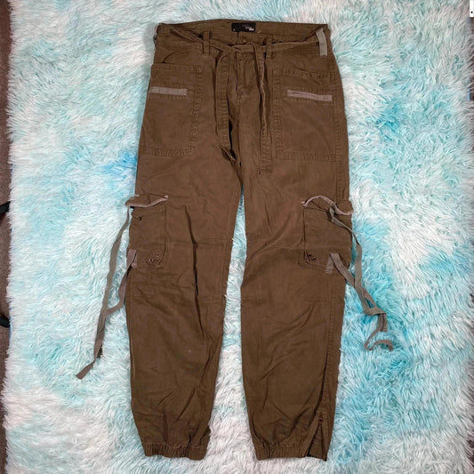 Vintage 00s Y2K Brown Combat Cargo Trousers - UK8