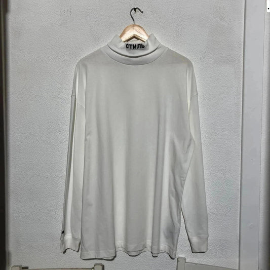 Vintage White Heron Preston Mock Neck T Shirt - Large