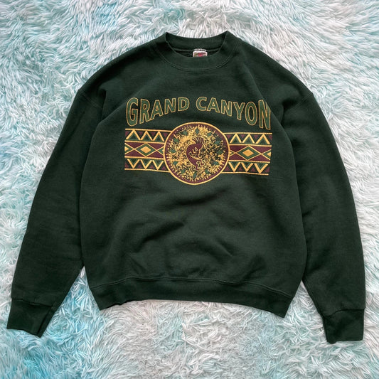 Vintage 90s Forest Green Grand Canyon Graphic Sweatshirt - Large