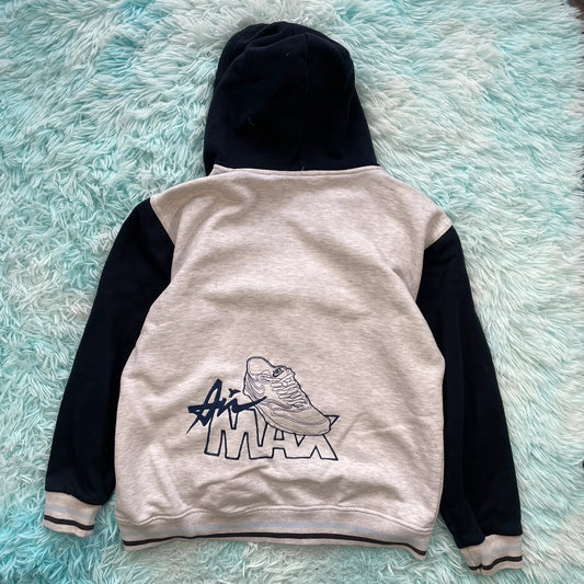 Vintage 90s Grey & Navy Nike Hoodie Full Zip - XS