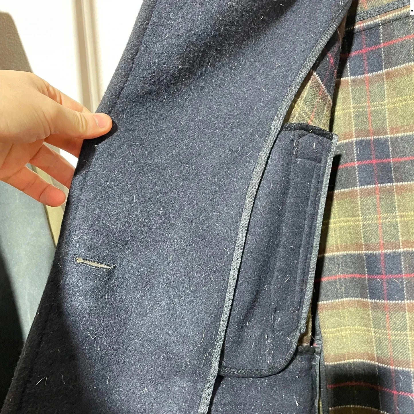 Dark Navy Barbour Wool Jacket - Large