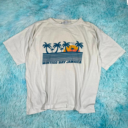 Vintage 90s White Jamaica Graphic T Shirt - Large