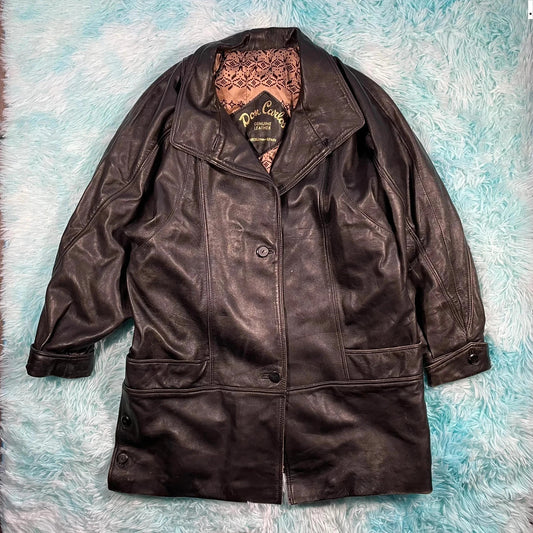 Vintage 90s Black Leather Jacket - Medium